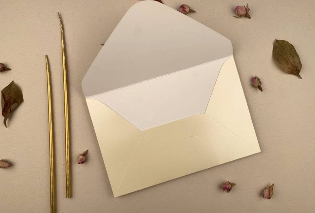 glossy cream wedding invitation envelope