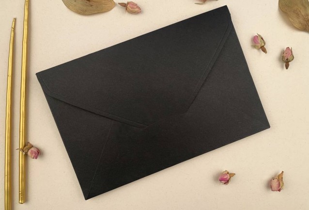 black wedding invitation envelope