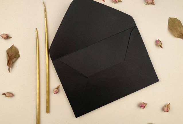 black wedding invitation envelope